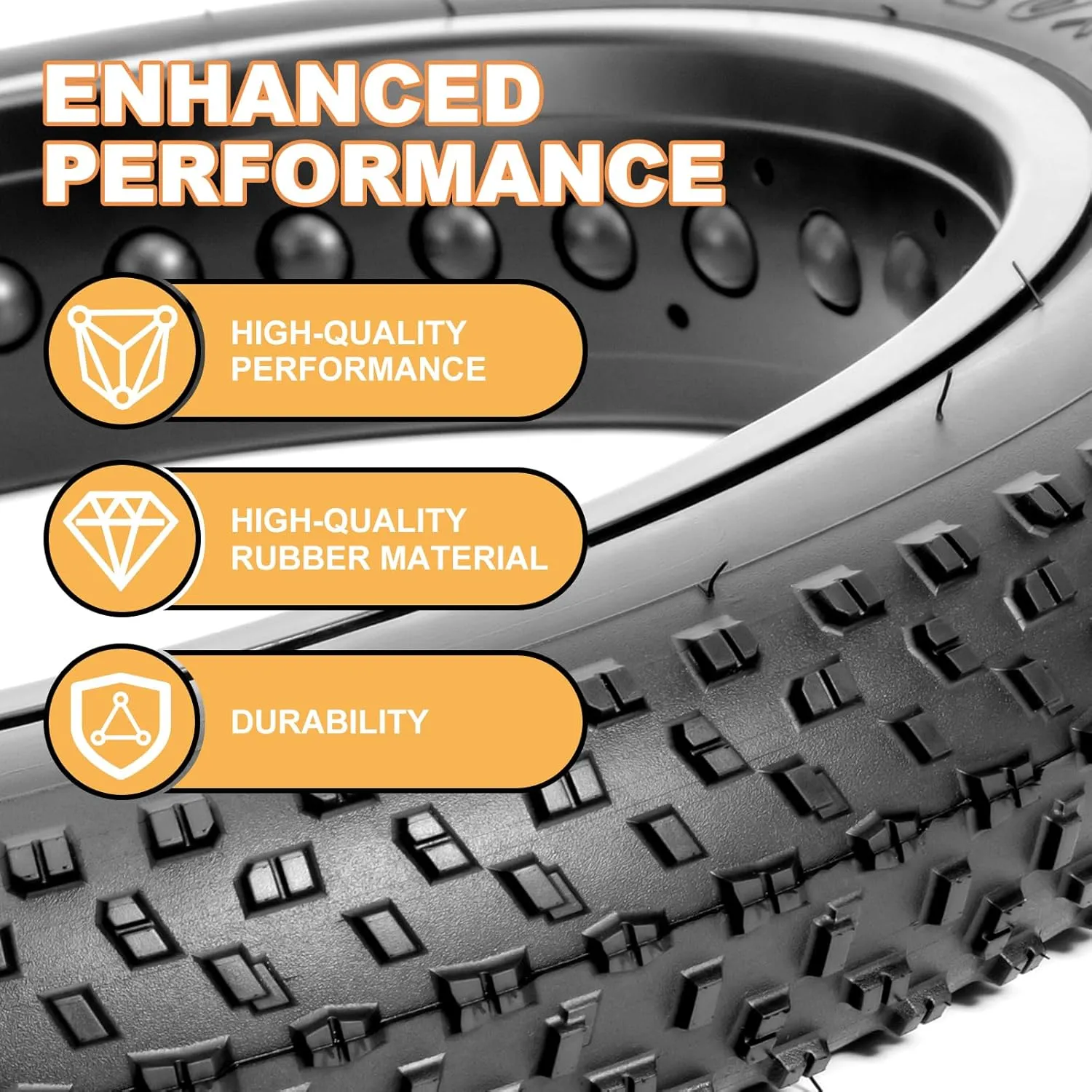 Hycline Fat Bike Replacement Tire: 20x3.0/26x3.0 Inch Puncture Resistant Folding MTB Bicycle Tires, All Terrain High-Density Bike Tires with Street or Trail Riding