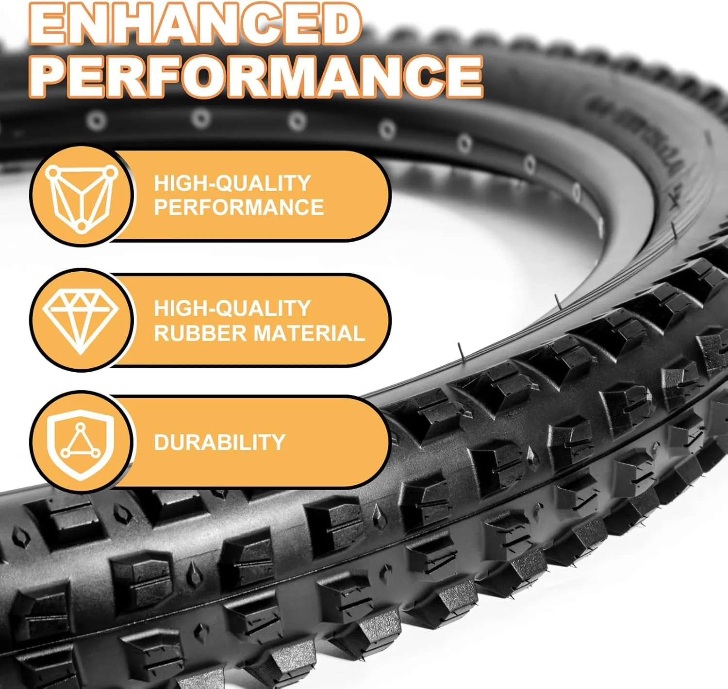 Hycline Mountain Bike Tires Set: 2 Pack 26/27.5/29x2.4 Inch Heavy Duty Folding Replacement Bicycle Tires, All-Terrain High-Density Bicycle Tires with Inner Tubes Schrader Valves and Tire Levers