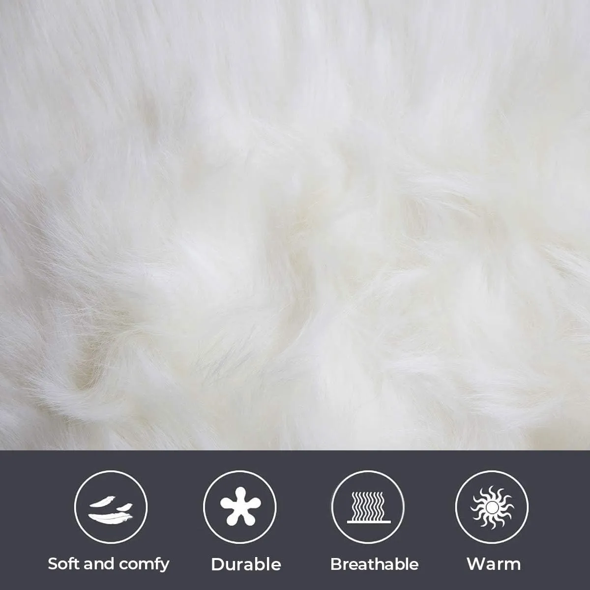 HYSEAS Faux Sheepskin Fur Area Rug White, 2x3 Feet, 2 Pack, Fluffy Soft Fuzzy Plush Shaggy Carpet Throw Rug for Indoor Floor, Sofa, Chair, Bedroom, Living Room, Home Decoration