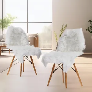 HYSEAS Faux Sheepskin Fur Area Rug White, 2x3 Feet, 2 Pack, Fluffy Soft Fuzzy Plush Shaggy Carpet Throw Rug for Indoor Floor, Sofa, Chair, Bedroom, Living Room, Home Decoration