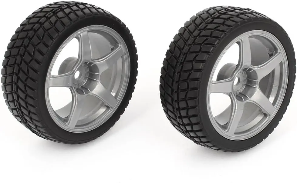 IIVVERR 2pcs Black Gray 1:10 RC Model Flat Racing Car Truck Wheel Rim Tyre 67mm Dia (2pcs Negro Gris 1:10 RC Modelo Flat Racing Car Truck Llanta Llanta Llanta 67mm Dia