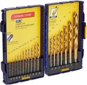 Irwin Tools 18-Piece Titanium Nitride Coated Turbomax Drill Bit Set with Pro Storage Case