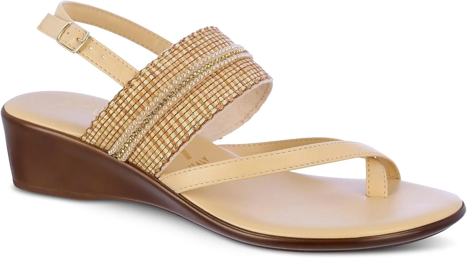 ITALIAN Shoemakers Womens Firefly Wedge Sandal 6 Camel