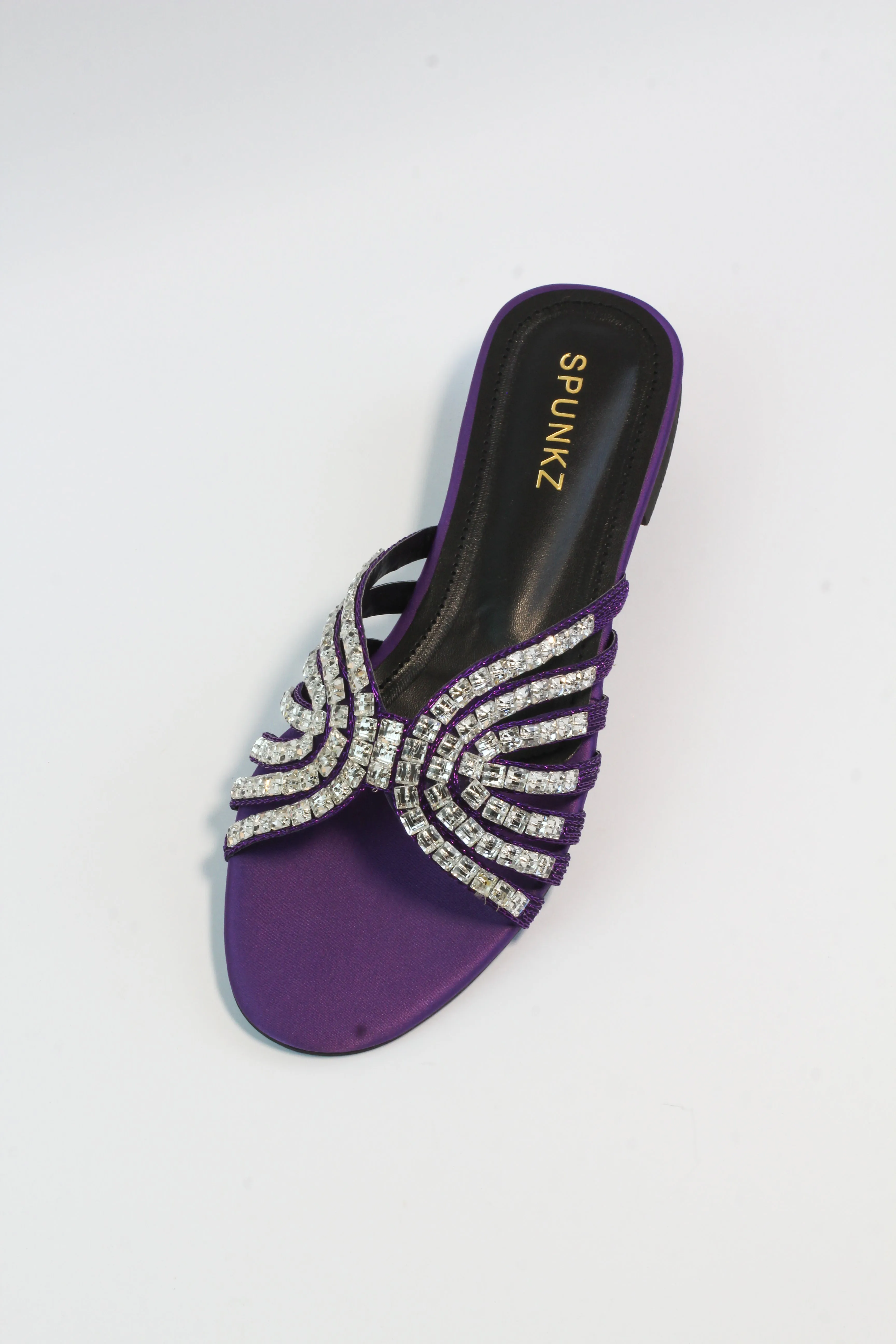 Jamie Handmade Purple Embellished Studded Rhinestone Slippers-11035