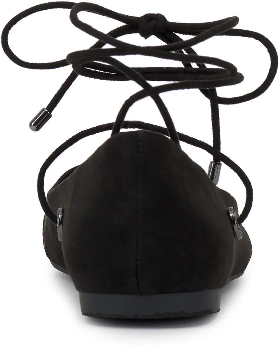 Jessica Simpson Womens Bingley Faux Suede Lace Up Flats