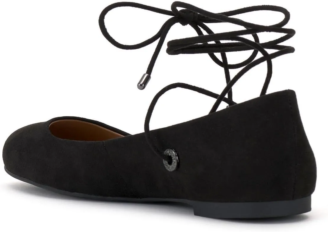 Jessica Simpson Womens Bingley Faux Suede Lace Up Flats