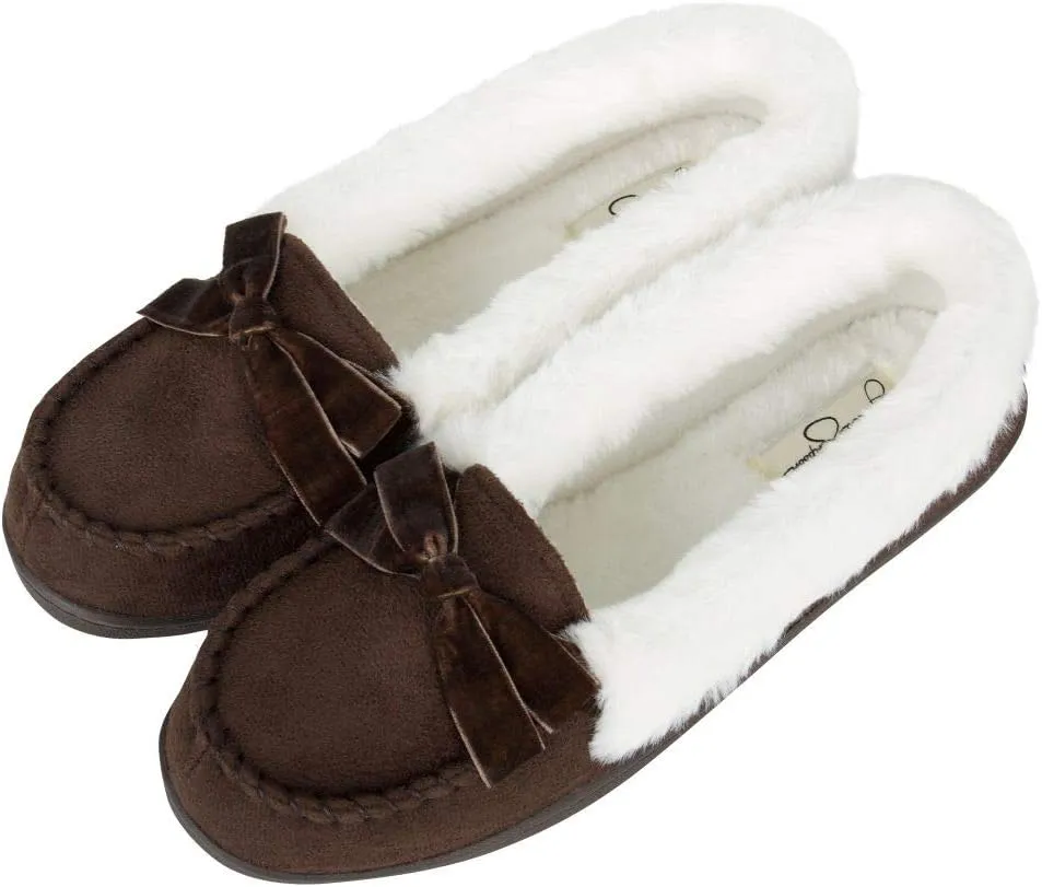 Jessica Simpson Women's Micro Suede Moccasin Indoor Outdoor Slipper Shoe