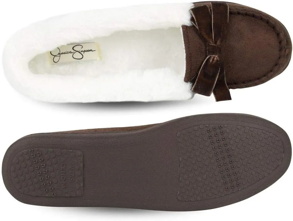 Jessica Simpson Women's Micro Suede Moccasin Indoor Outdoor Slipper Shoe