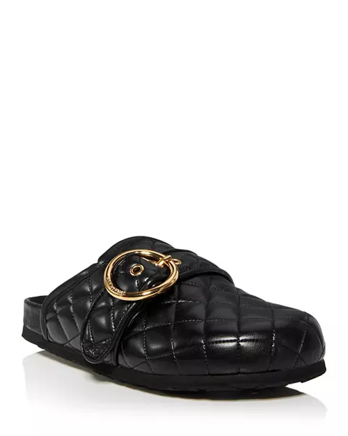 Jodie Quilted Buckel Slip-On Mule