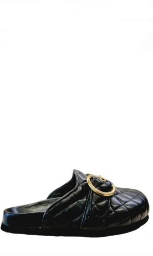 Jodie Quilted Buckel Slip-On Mule