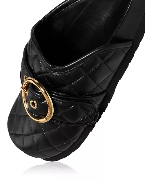Jodie Quilted Buckel Slip-On Mule