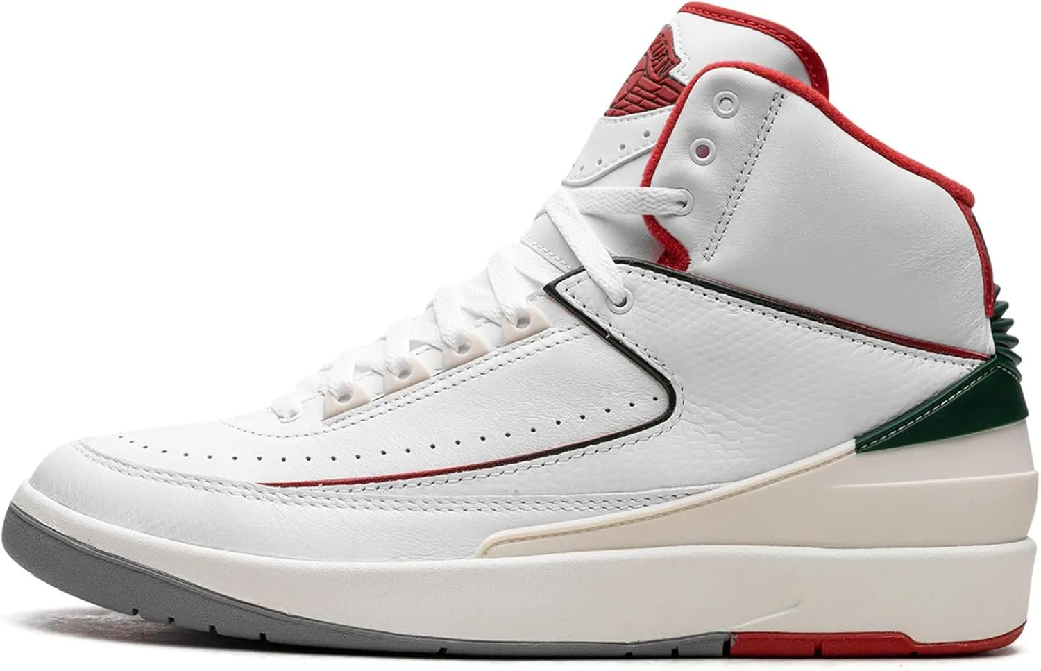 Jordan Mens Air 2 "Italy - White/Fire Red-Fir-Sail-Cement Grey - Size 11.5