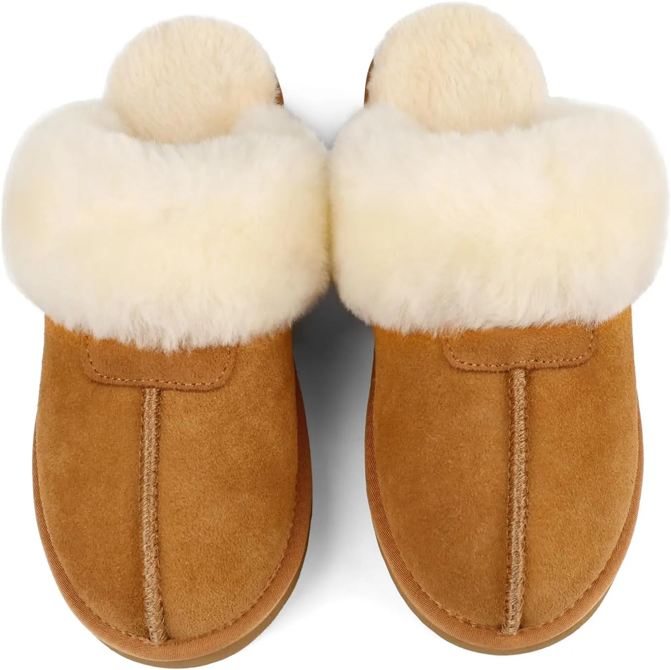 JOY IN LOVE Fuzzy Slippers for Women Memory Foam Flat Outdoor Indoor Faux Fur Cozy Slippers
