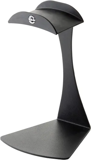 K&M Konig & Meyer 16075.000.56 Headphone Table Free-Standing Holder | Protective Rubber Padded Arm | Slip-Resistant Base | Black Structured Surface | Steel Design | Headset Accessory | German Made