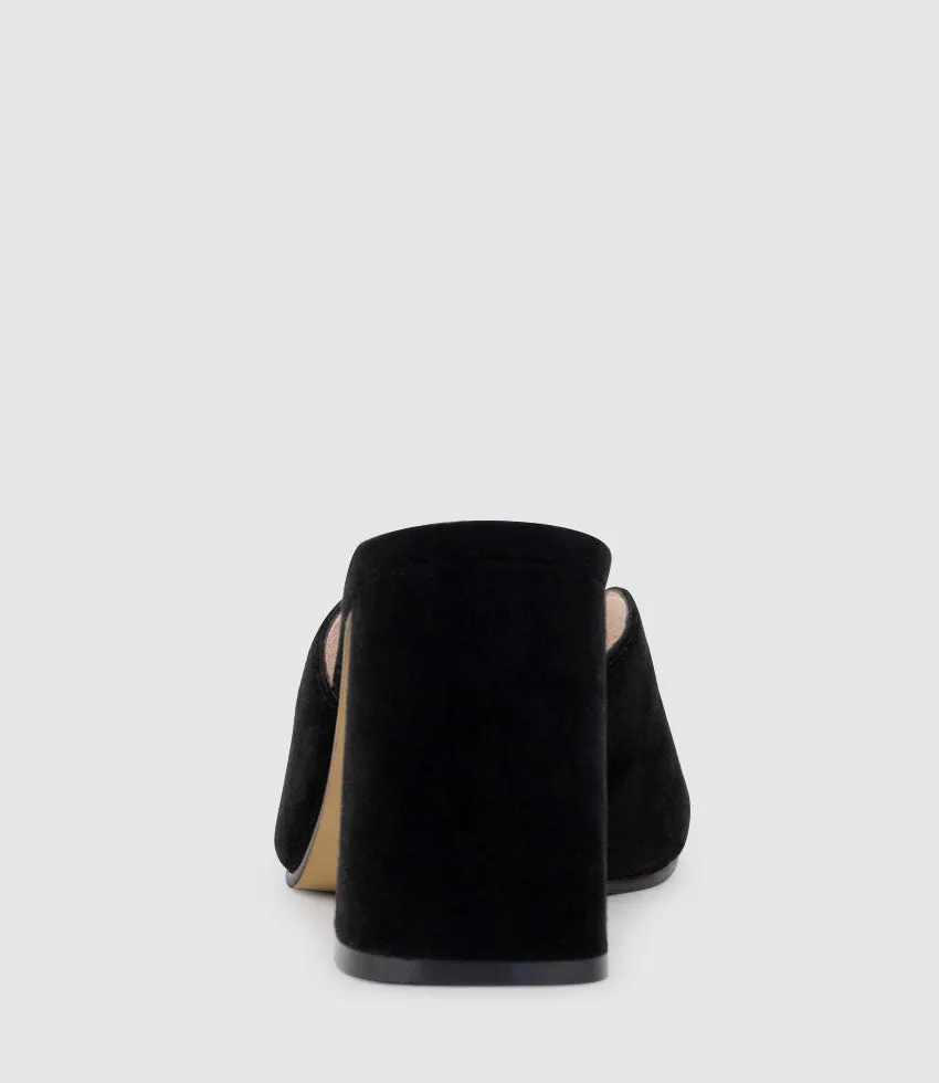 KATHY85 V Throat Slide in Black Suede