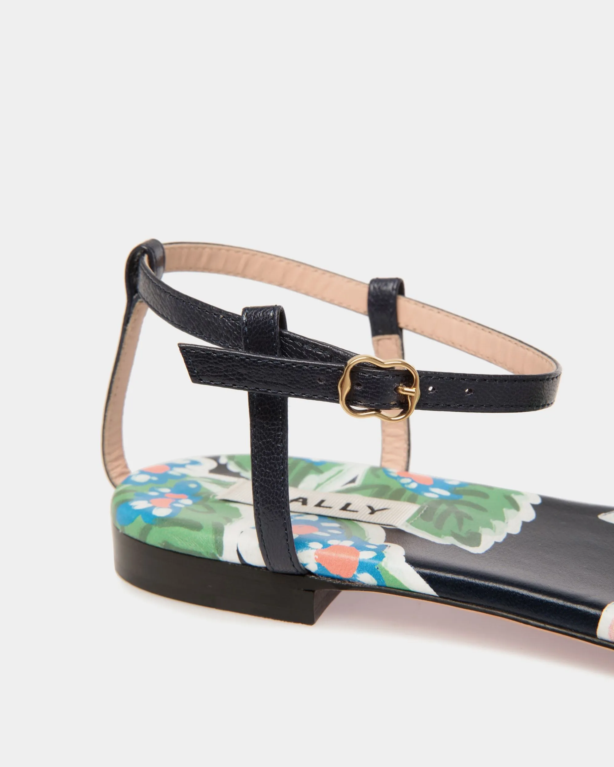 Katy Flat Sandal in Strawberry Print Brushed Leather