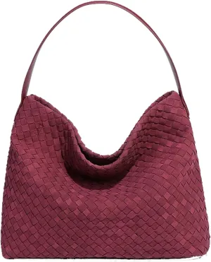 KlaOYer Woven Suede Tote Bag for Women Summer Beach Hobo Bag Large Travel Shoulder Bag Vegan Crossbody Purse Handmade Handbag