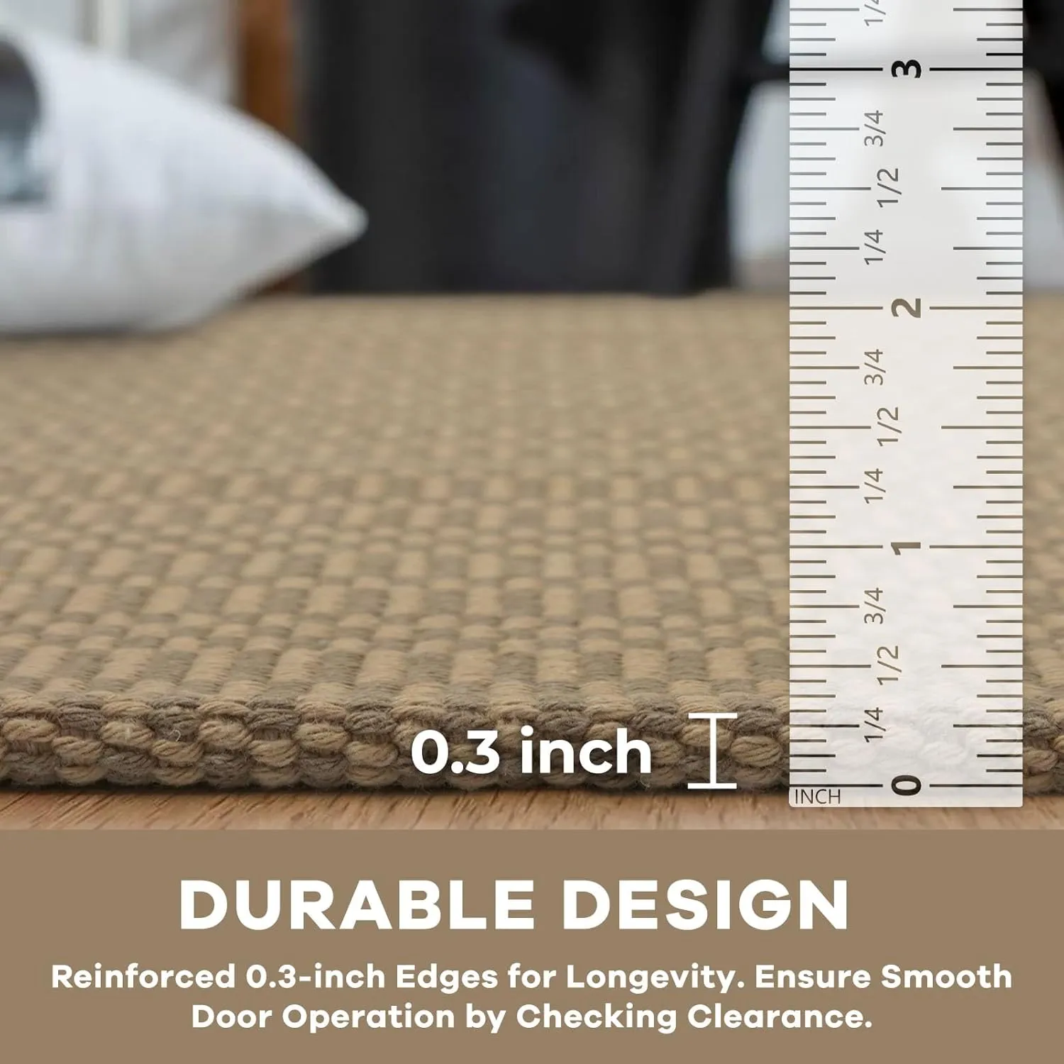 KOZYFLY Washable Area Rug 2x3 Ft Small Entryway Rug Indoor Door Mat Throw Rugs with Rubber Backing, Braided Cotton Floor Carpet for Front Entrance Bathroom Kitchen Foyer, Beige/Khaki