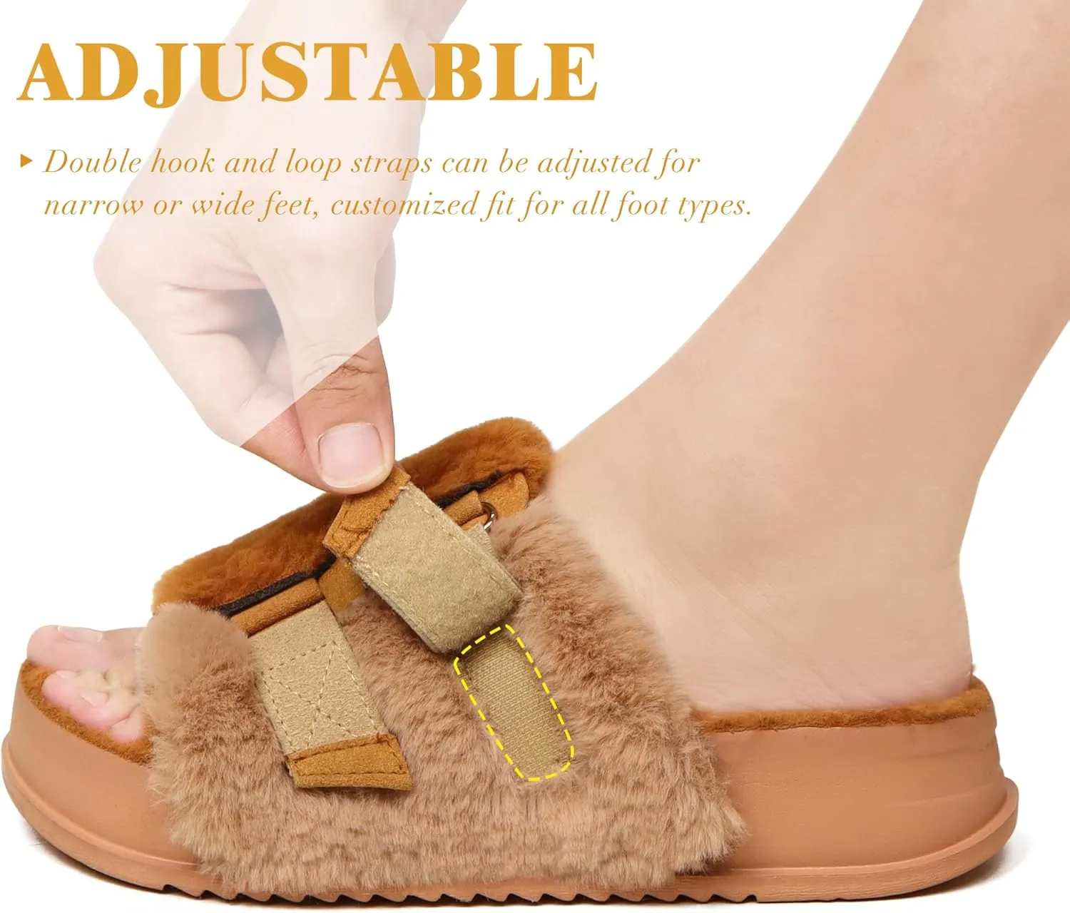 KuaiLu Women's Orthotic Slippers With Arch Support Soft Cushion Sandal Slippers for Woman Ladies Fashion Open Toe Faux Fur Platform Slipper Indoor Outdoor Size 6~12