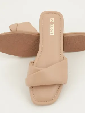 Ladies Twisted Padded Mule Sandal - Natural