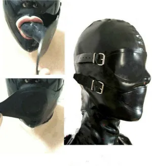 Latex Hood Masks with Mouth plug Full Face Latex Mask For Men Women BDSM Fetish Rubber Cosplay Couples' Gift