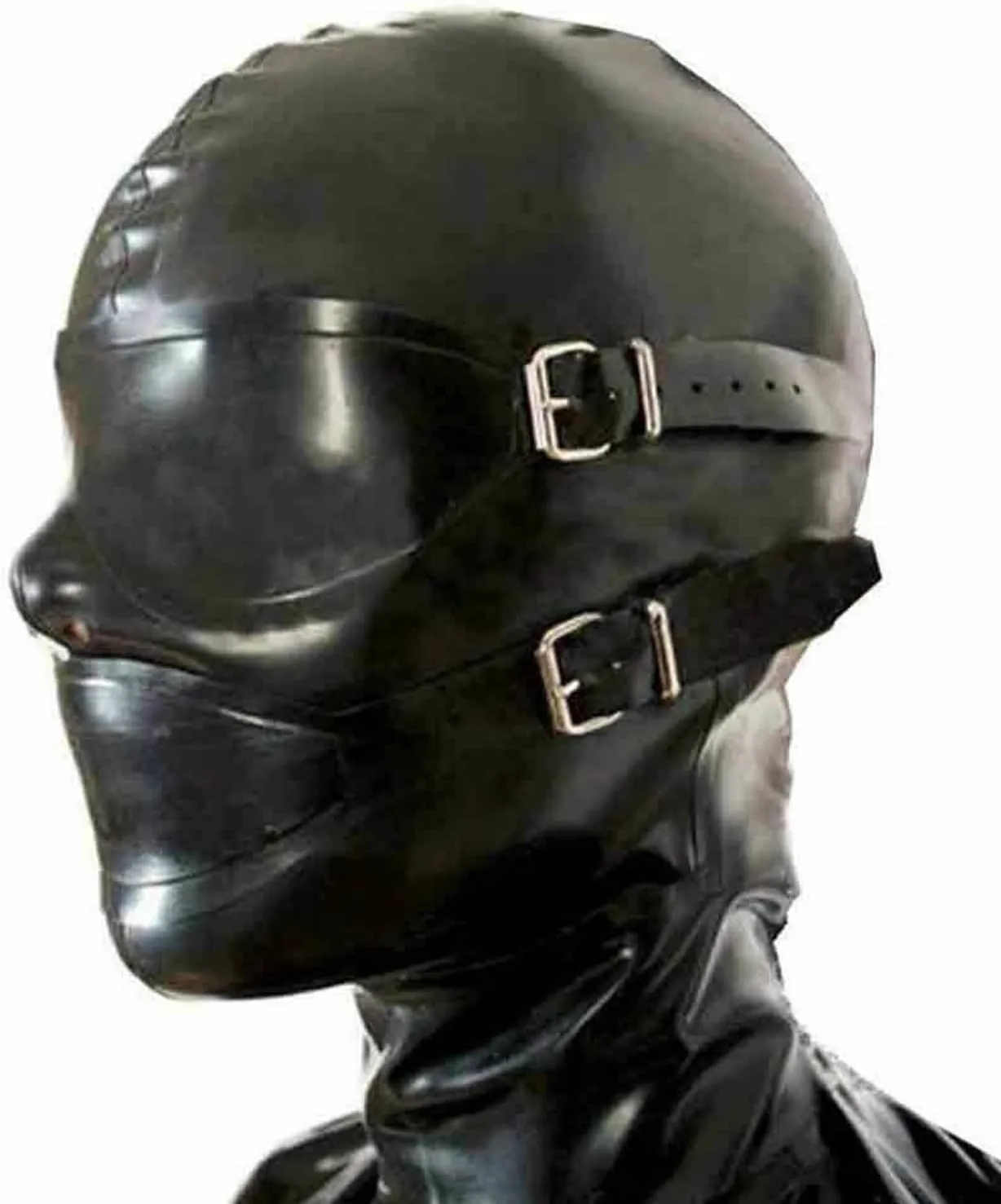 Latex Hood Masks with Mouth plug Full Face Latex Mask For Men Women BDSM Fetish Rubber Cosplay Couples' Gift