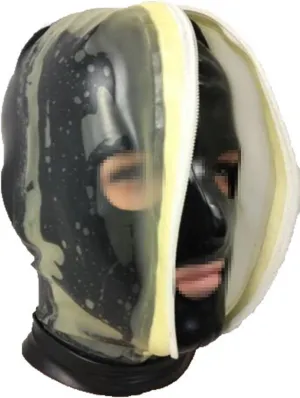 Latex Hood Rubber Fetish Cosplay Black Transparent Double Layer Hood Suffocation Game Enthusiast Suit
