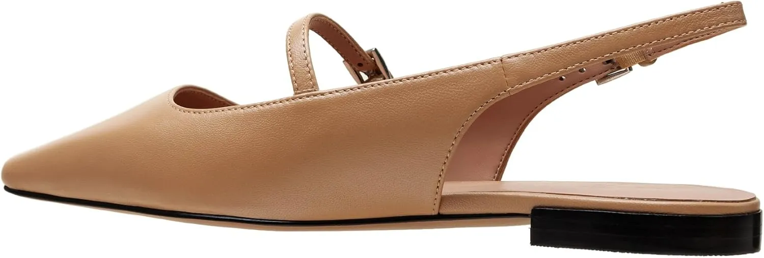 Linea Paolo - Celeste - Womens Leather Or Patent Slingback Flats