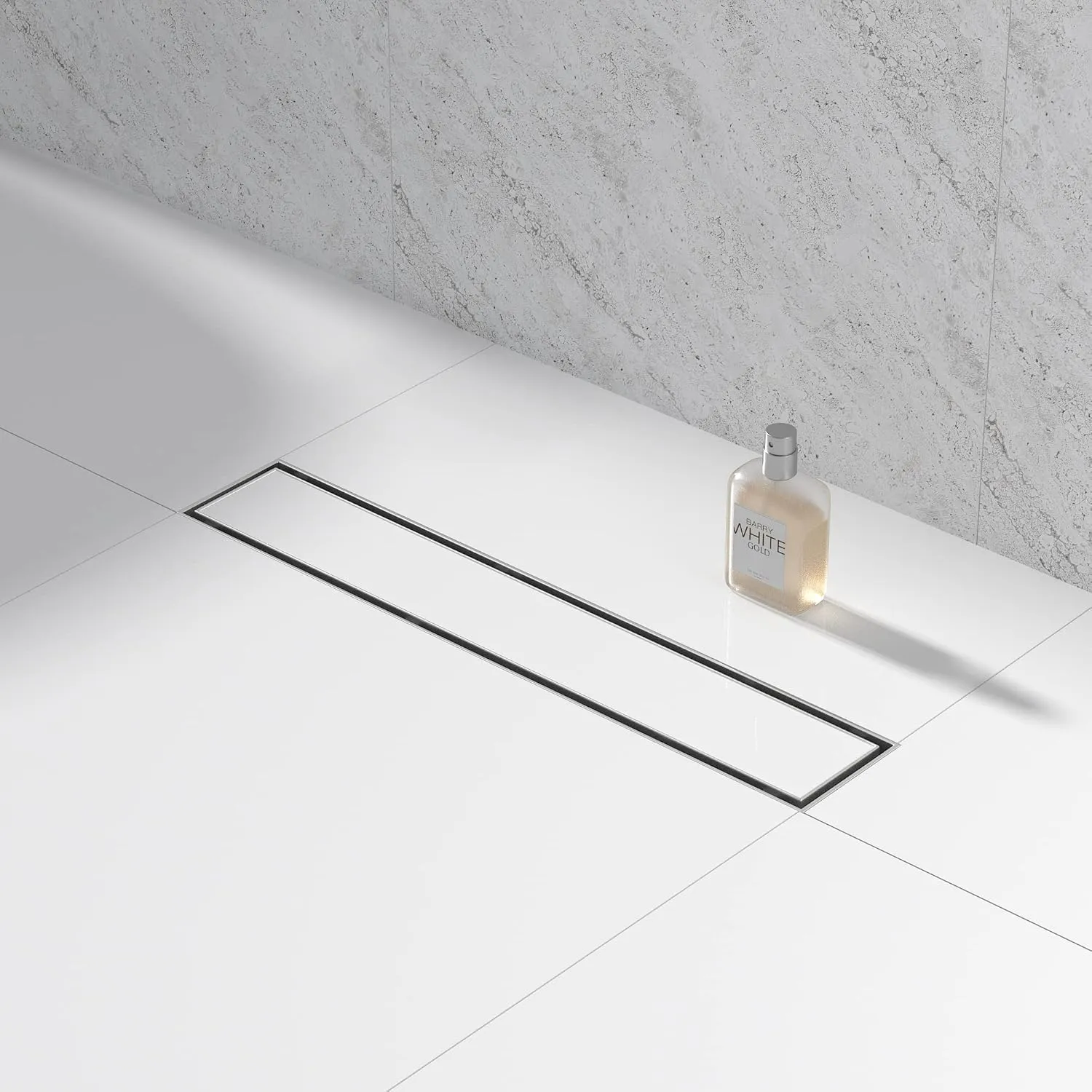 Linear Shower Drain 18", Brushed Floor Drain with Tiled Insert Grate & Hair Strainer, 304 Stainless Steel Bathroom 2-in-1 Tiled in Drain, CUPC Certified (Brushed, 18'')
