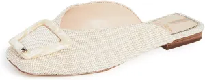 Linen Edelman Mules Lavina Slip Wide selection Buckled Square Natural Expert advice Toe Sam Flat Fashion On