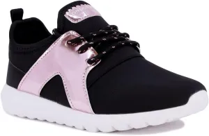 LONDON FOG Unisex Angel Lane Metallic Fashion Sneaker Lace-Up Athletic Running Shoe (Big Kid - Little Kid Toddler)