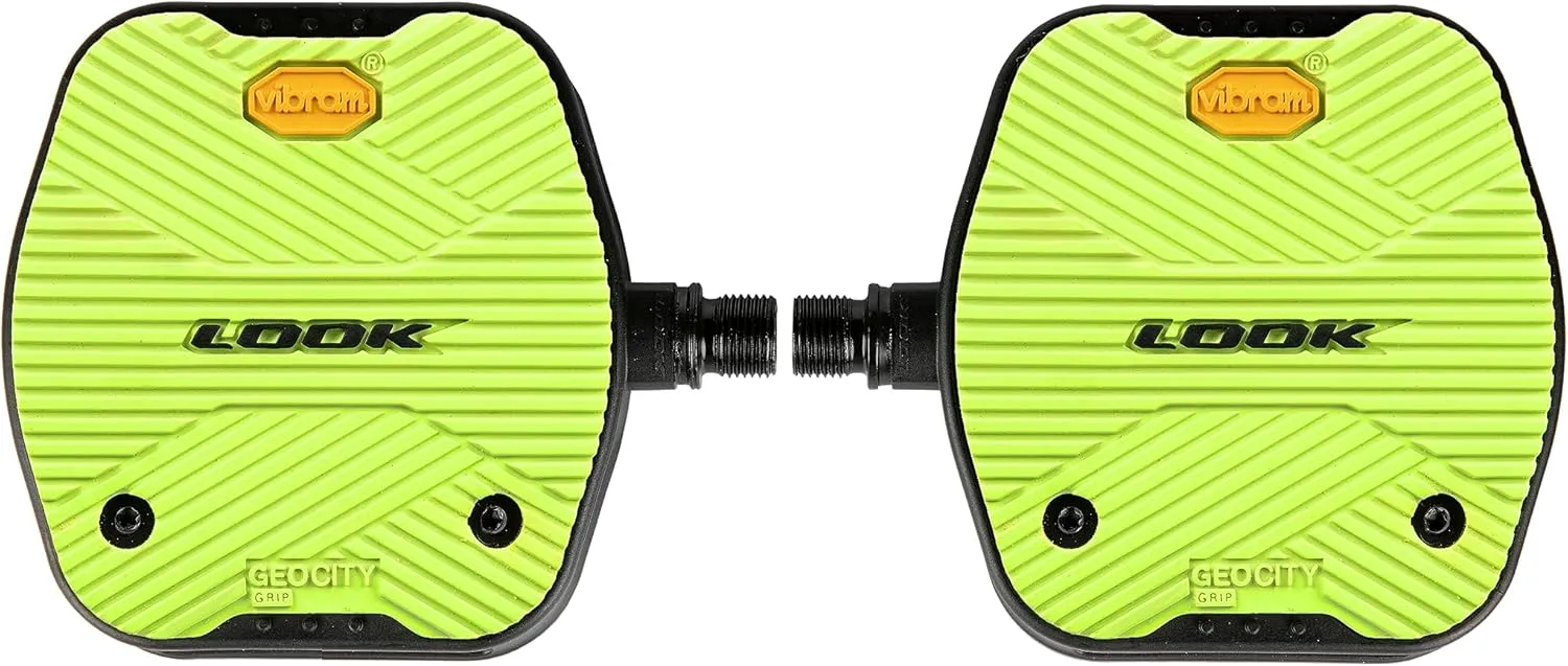 LOOK Cycle - Geo City Grip - MTB Bike Pedals - Flat Pedals - Slip-Proof Safety - Innovative Activ Grip Rubber - Premium High-Performance Urban Bike Pedal - Black