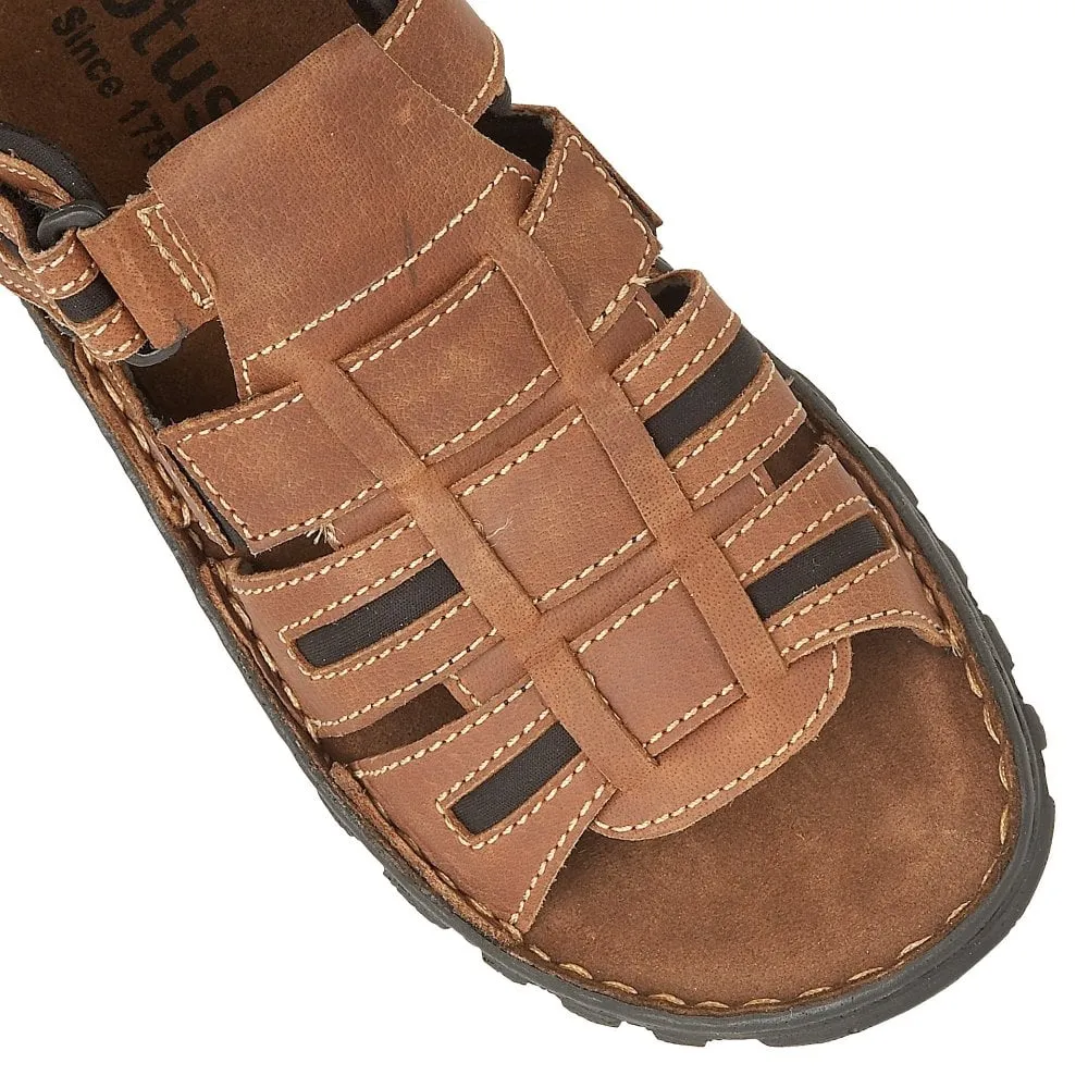 Lotus Dylan Men's Open Toe Leather Sandal Tan