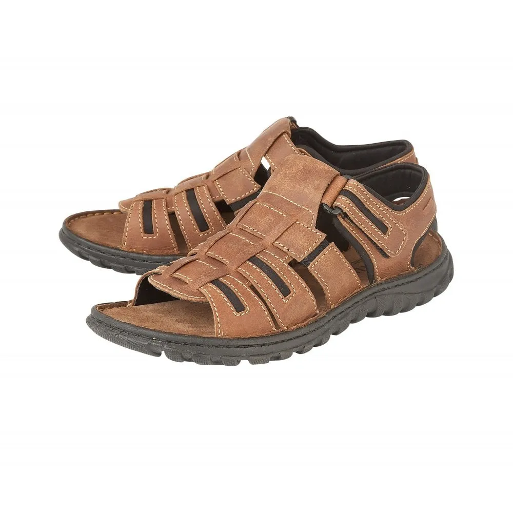 Lotus Dylan Men's Open Toe Leather Sandal Tan
