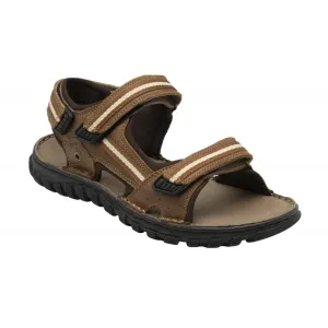 Lotus Gus Men's Leather 3 Strap Adjustable Sandal Tan