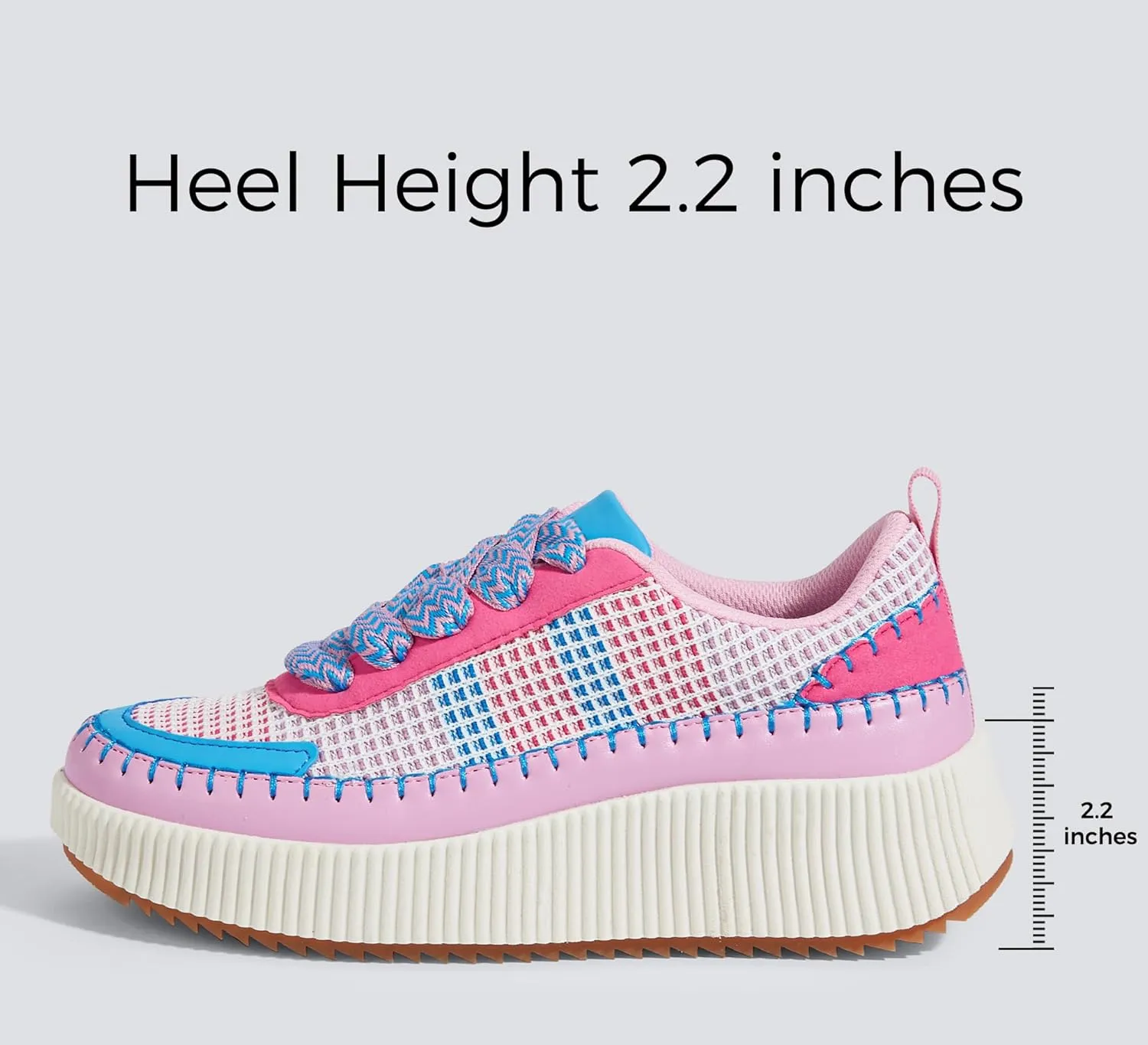 LUCKY STEP Women's Platform Sneakers Rhinestone Fashion Chunky Casual Sparkly Retro Braided Walking Shoes