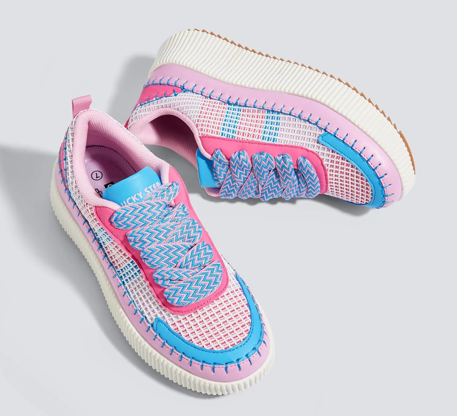 LUCKY STEP Women's Platform Sneakers Rhinestone Fashion Chunky Casual Sparkly Retro Braided Walking Shoes