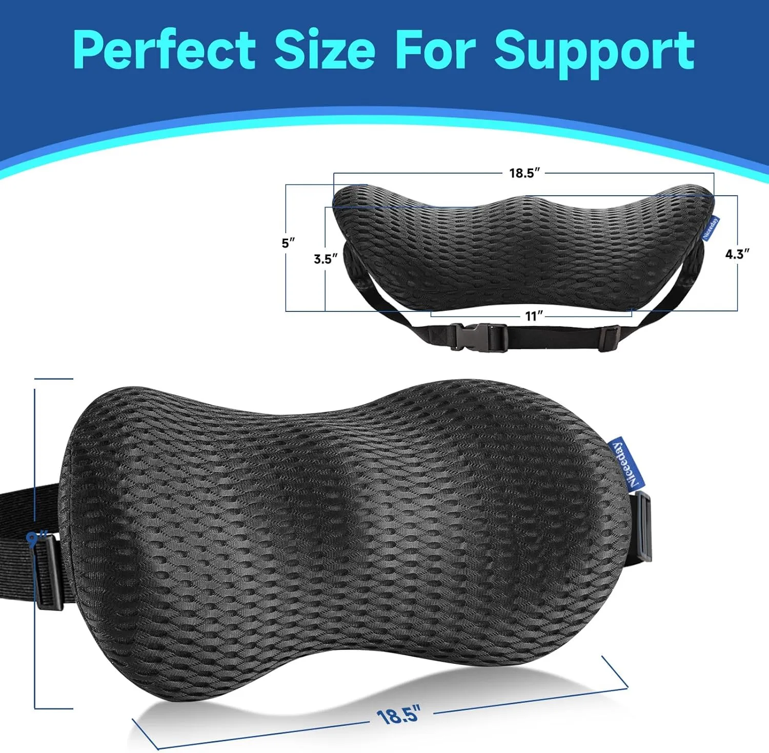 Lumbar Support Pillow for Office Chair Car Back Support Pillow, Memory Foam Gaming Chair Desk Chair Back Cushion for Lower Back Pain Relief, Ergonomic Back Rest