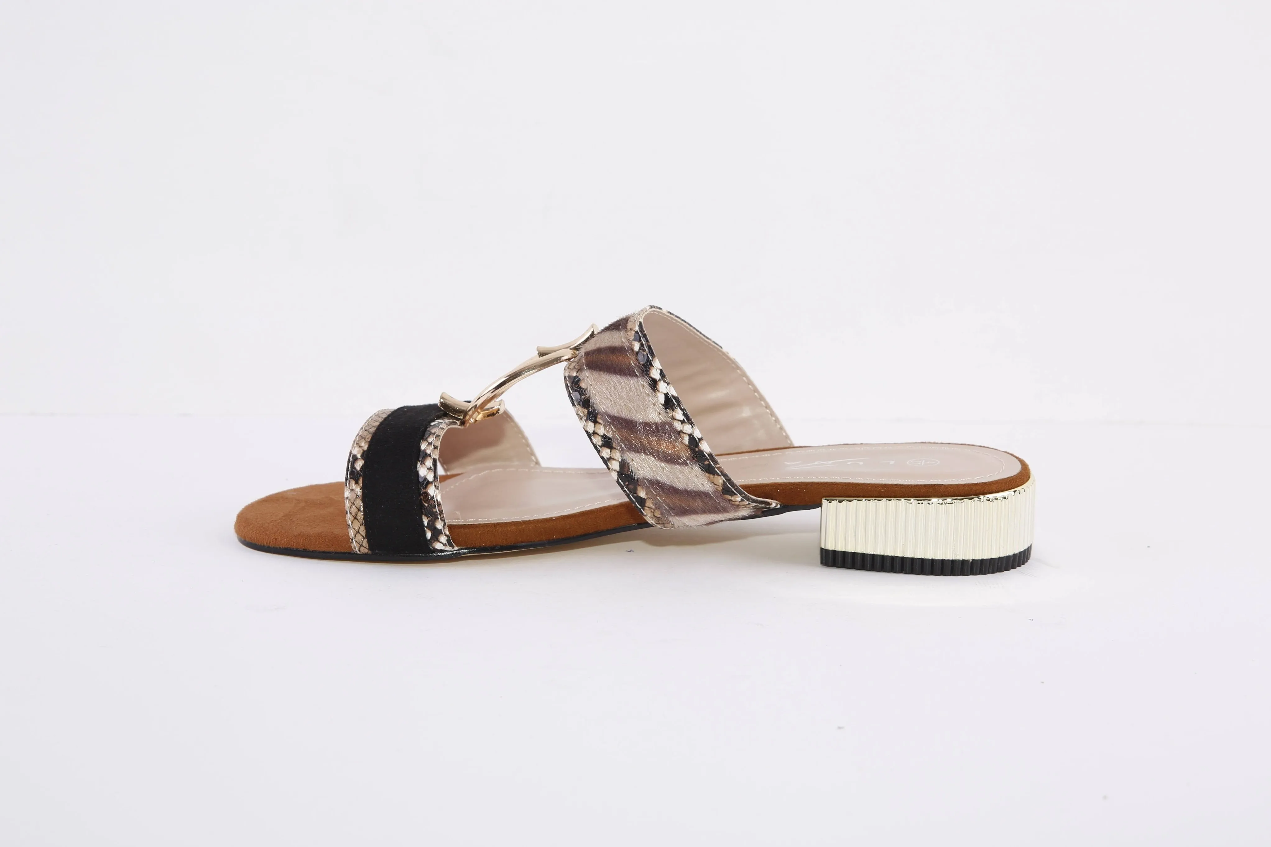 LUNAR - JLH306 FLEUR-LOW HEEL FASHION MULE - BROWN