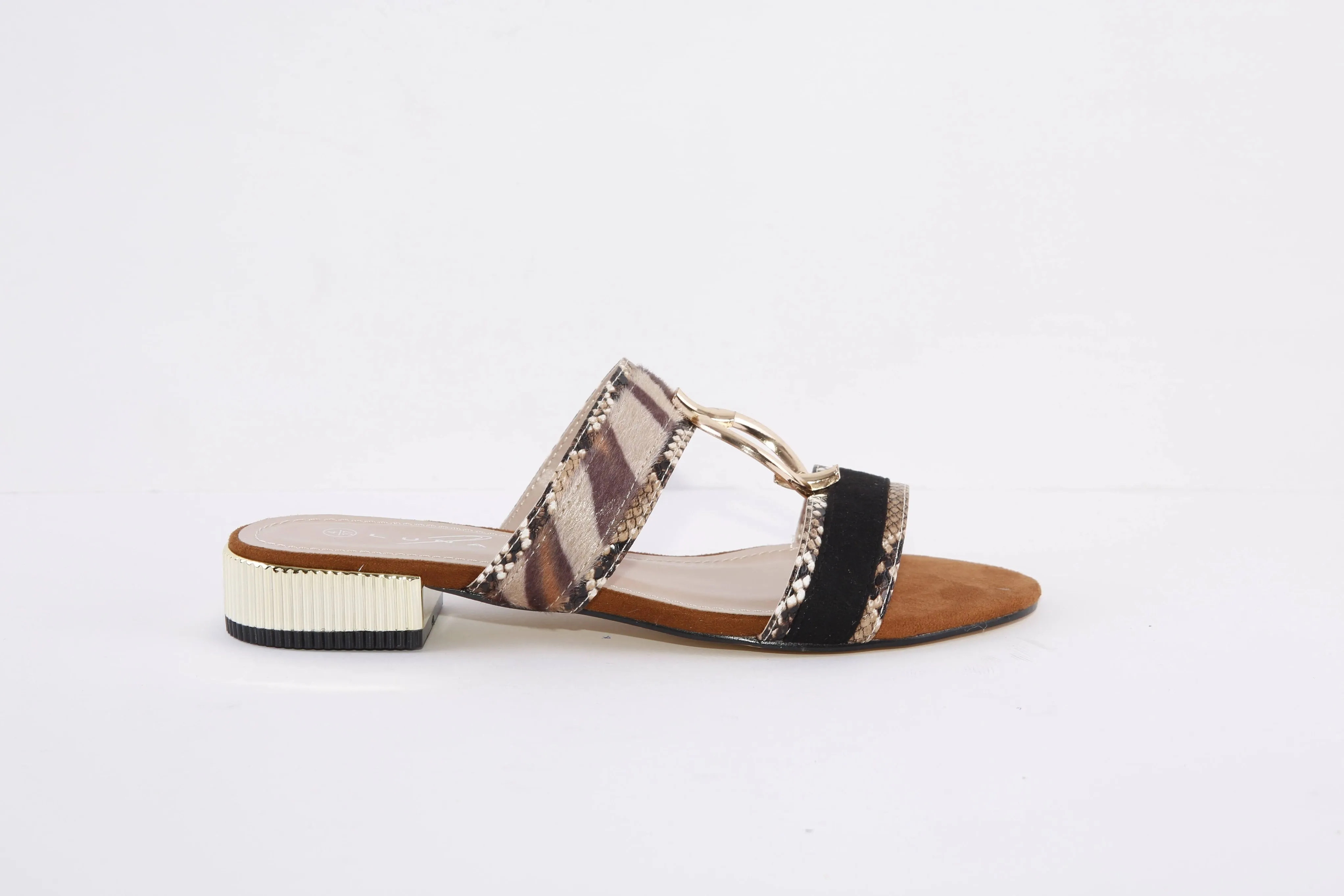LUNAR - JLH306 FLEUR-LOW HEEL FASHION MULE - BROWN