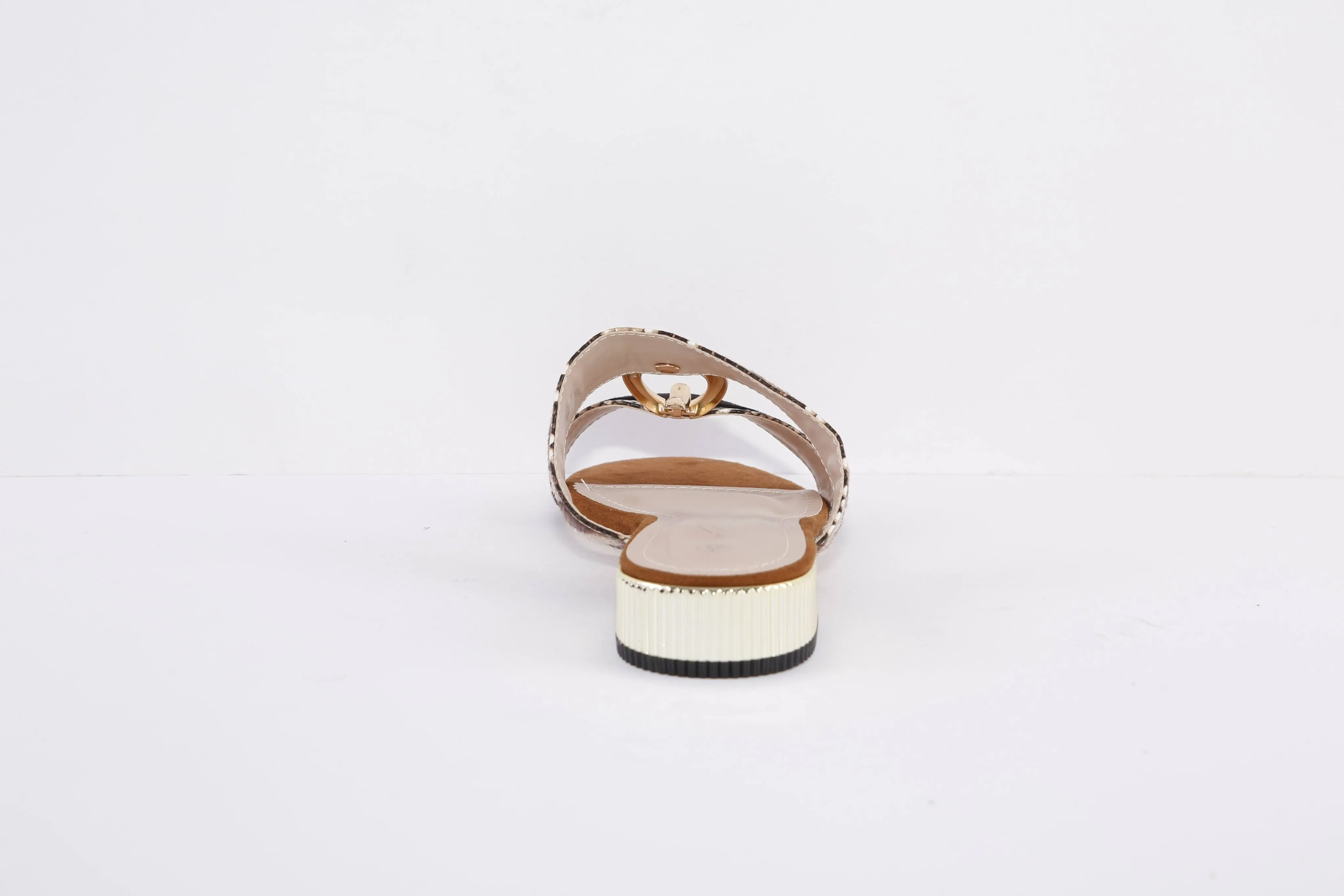 LUNAR - JLH306 FLEUR-LOW HEEL FASHION MULE - BROWN