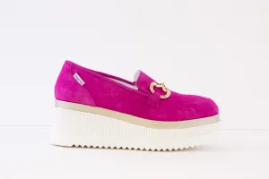 MARCO MOREO - D3042 JCX HIGH WEDGE LOAFER - PINK SUEDE