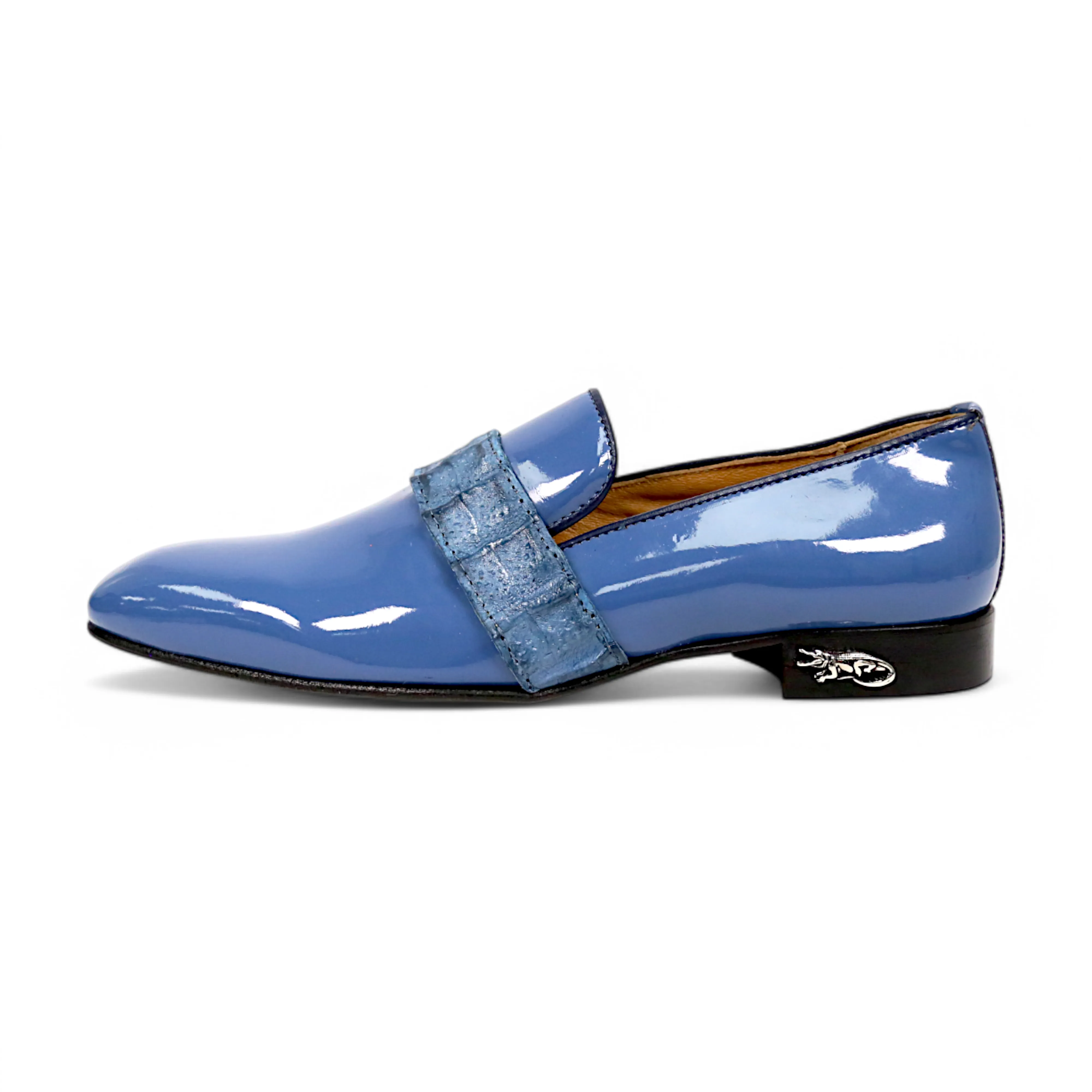 Mauri Elegante 4709/8 Men's Shoes Exotic Hornback / Patent Leather Slip-On Loafer (MA5664)