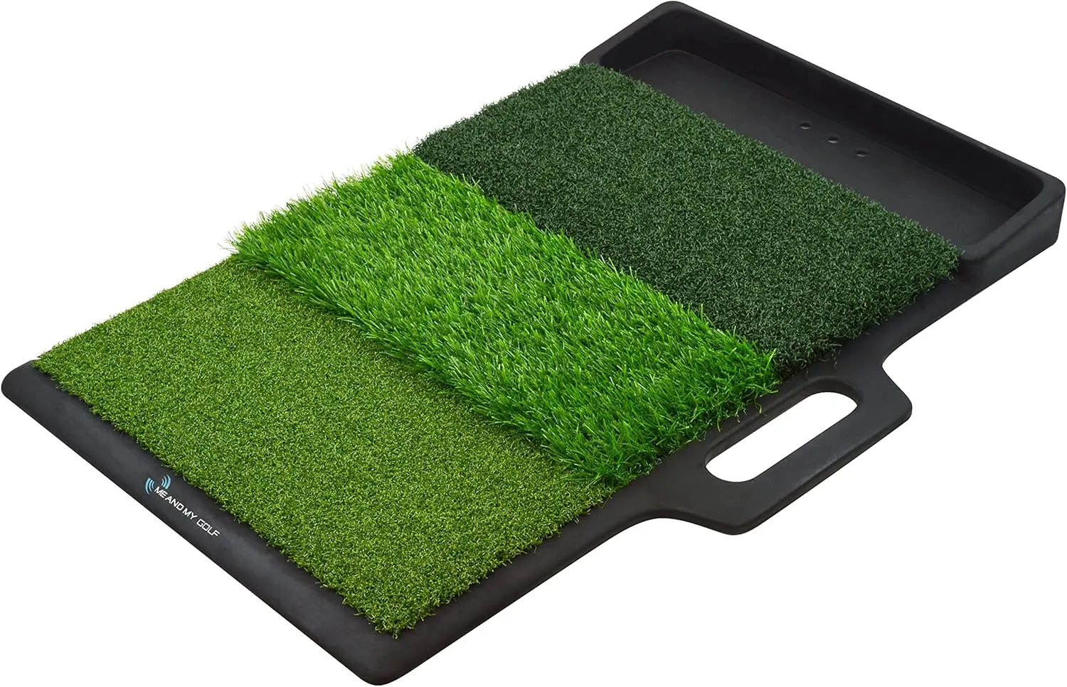 ME AND MY GOLF Tri Turf Golf Hitting Mat with Golf Ball Tray - Includes Instructional Training Videos