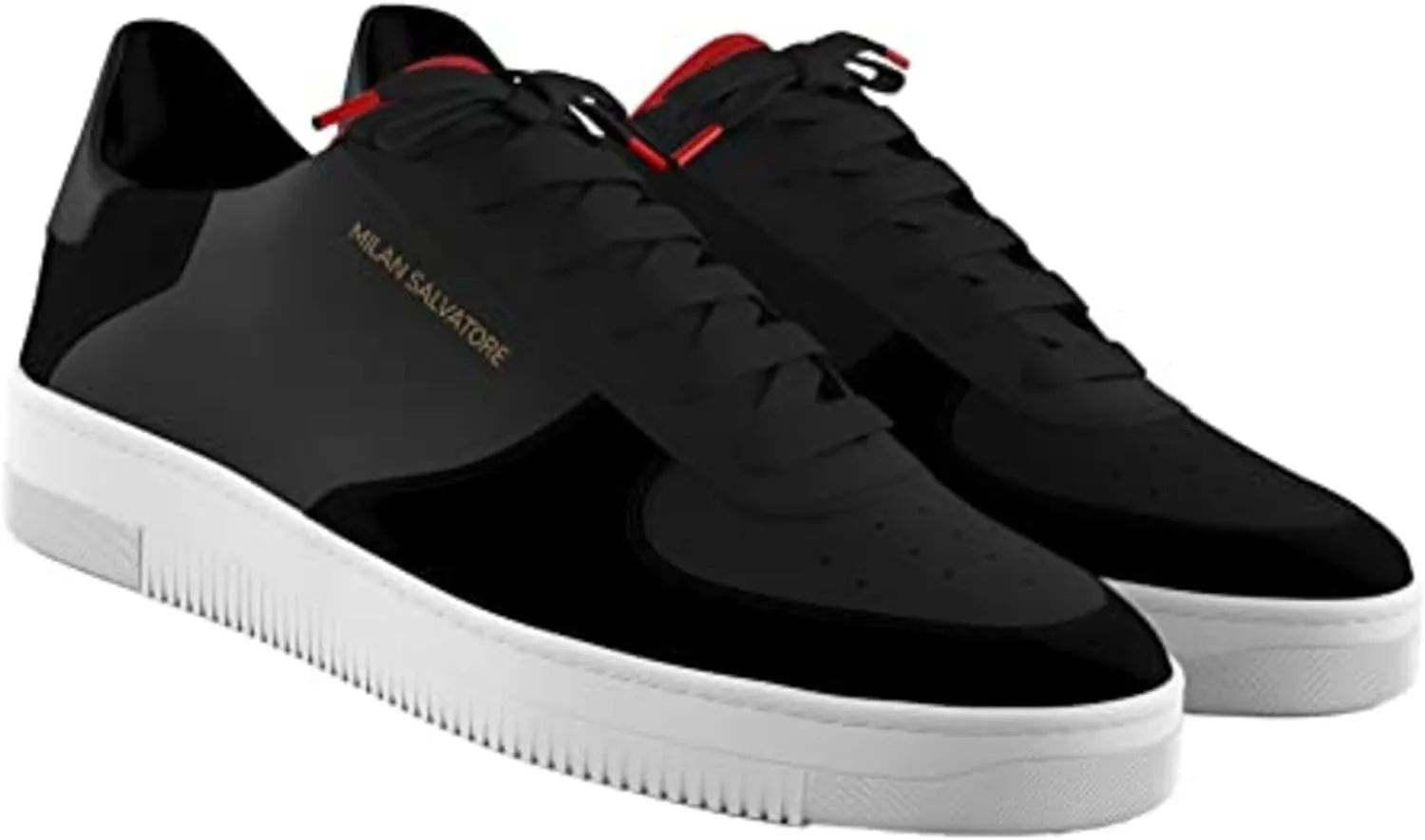 Men's Black Everyday Sneaker - Black Sneakers Shoes for Men - Classic Premium Italian Leather Walking & Casual Fashion Sneakers Shoes with Comfort Lace Up