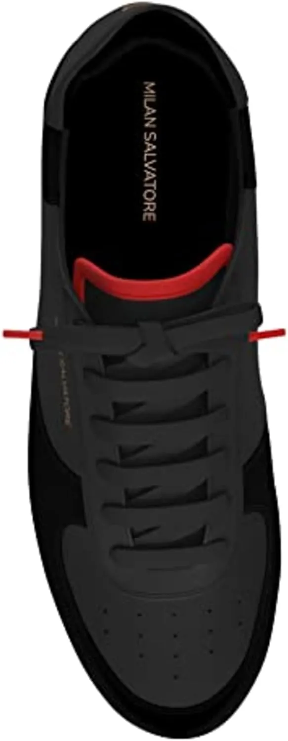 Men's Black Everyday Sneaker - Black Sneakers Shoes for Men - Classic Premium Italian Leather Walking & Casual Fashion Sneakers Shoes with Comfort Lace Up