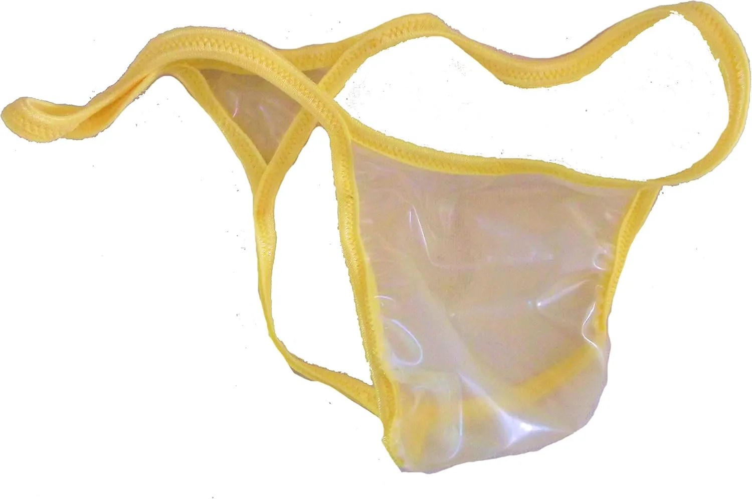 Mens LATEX RUBBER Thong G String Thong CLEAR YELLOW Made in USA