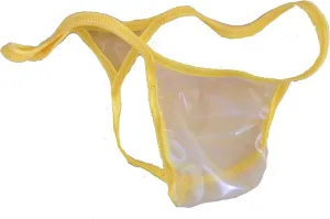 Mens LATEX RUBBER Thong G String Thong CLEAR YELLOW Made in USA