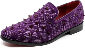 Men's Vintage Spike Rhinestone Designer Classic Smoking Dress Tuxedo Loafers Slip On Shoes SM-24