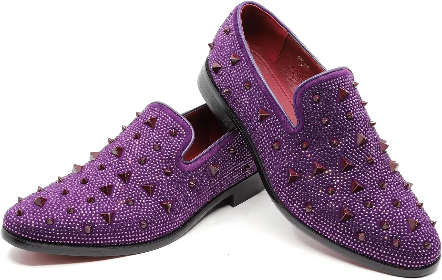 Men's Vintage Spike Rhinestone Designer Classic Smoking Dress Tuxedo Loafers Slip On Shoes SM-24